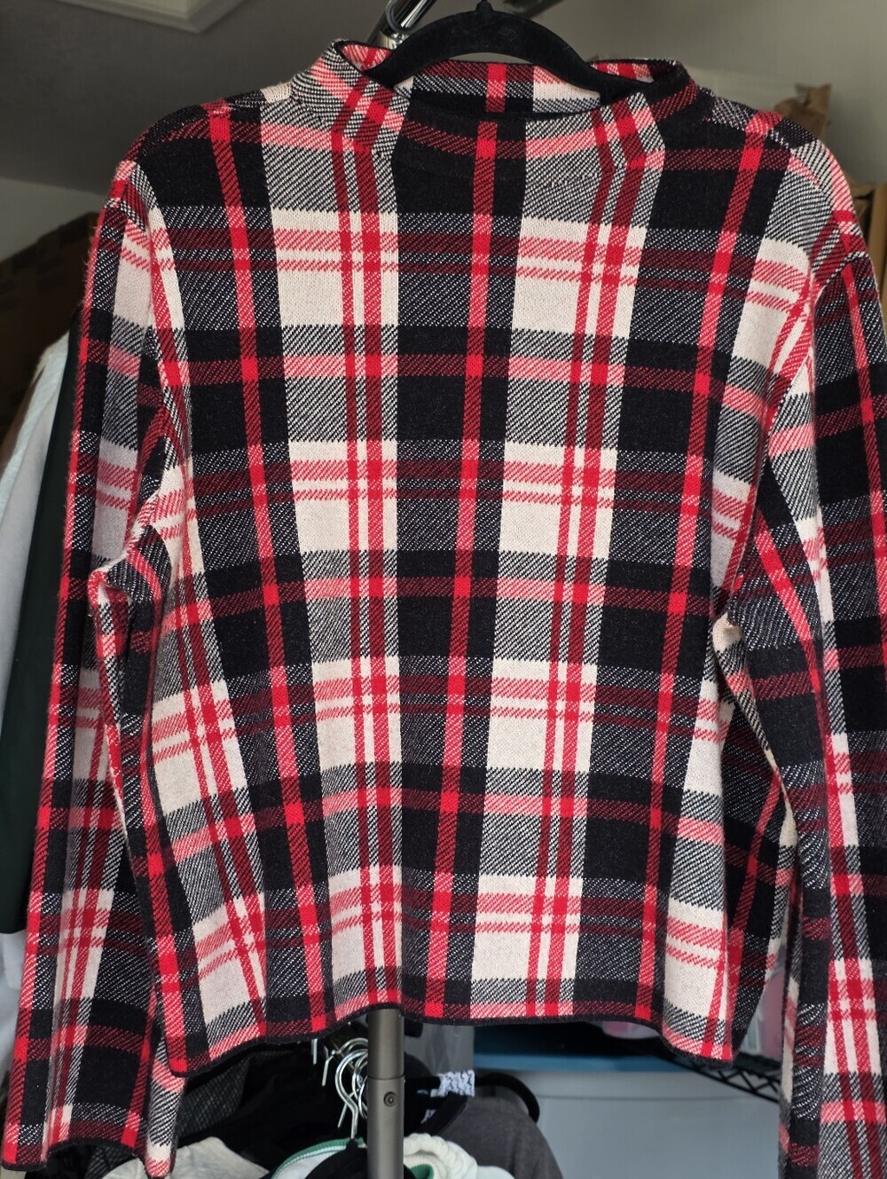 Ann Taylor Relaxed Plaid Jubilee Sweater Red Black White XXl - Picture 3 of 5